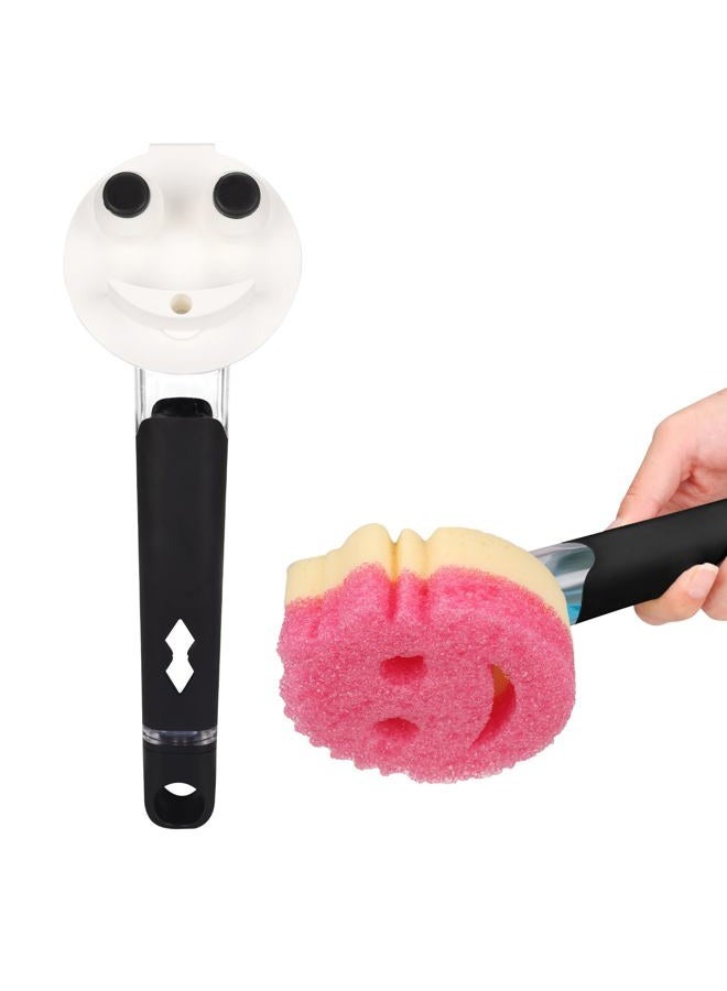 AMAZYC-US Smile Sponge Dish Wand Sponge Holder for Round Smiley Face Sponge Soap Dispensing Handle for Round Smiley Face Sponge Upgraded Design - Image 1