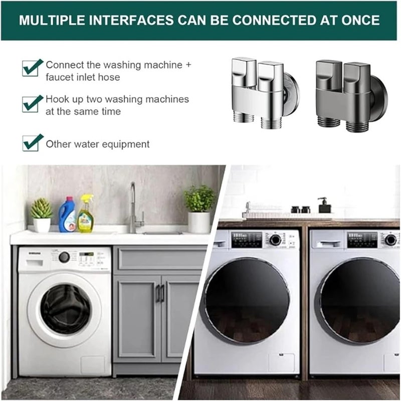 الصنابير الزاوية السوداء المثبتة على الحائط للغسالة والبيديه G1 2 مخرج مزدوج - Image 5