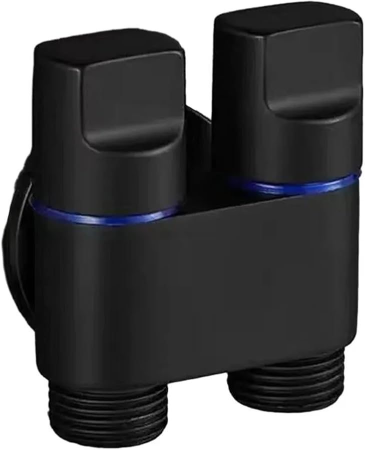 الصنابير الزاوية السوداء المثبتة على الحائط للغسالة والبيديه G1 2 مخرج مزدوج - Image 1