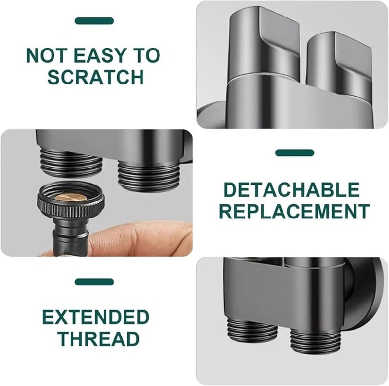 الصنابير الزاوية السوداء المثبتة على الحائط للغسالة والبيديه G1 2 مخرج مزدوج - Image 4