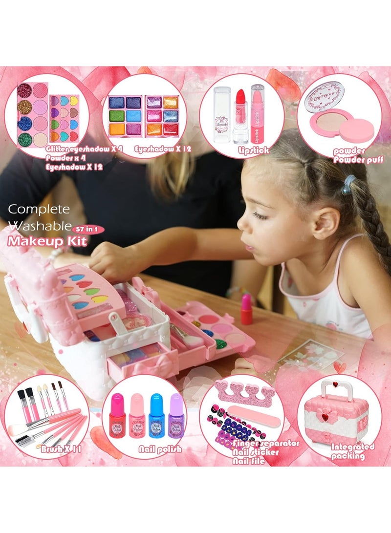Kids Makeup Kit for Girl - Kids Makeup Kit Toys for Girls,Play Real Makeup Girls Toys, Washable Make Up for Little Girls, Non ToxicToddlers Pretend Cosmetic Kits,Age4-12 Year Old Children Gift  - Image 2