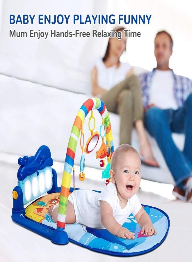 RPC99 Toys Baby Piano Play Mat with Music, Lights & Animal Sounds - Kick and Play Gym Activity Mat for Newborns and Infants (Blue-Multi Baby Gym Piano) - Image 2