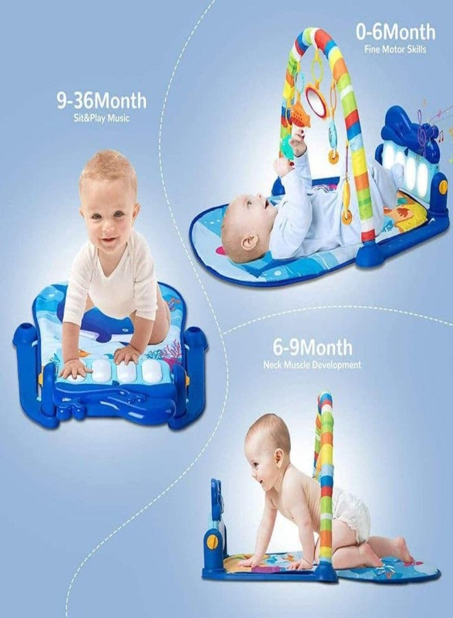 RPC99 Toys Baby Piano Play Mat with Music, Lights & Animal Sounds - Kick and Play Gym Activity Mat for Newborns and Infants (Blue-Multi Baby Gym Piano) - Image 3