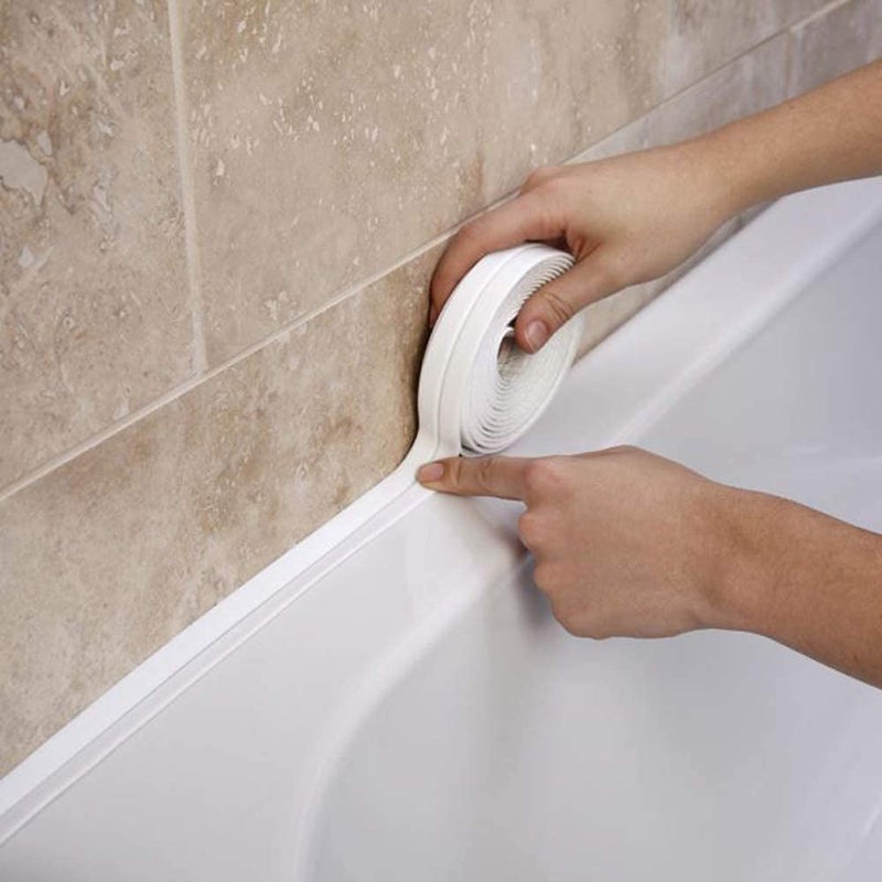 Eletree Eletree Caulk Strip,Tub Caulking Tape PVC Self-Adhesive Waterproof Sealing Tape for Kitchen Sink Toilet Bathroom Shower and Bathtub Floor Wall Edge Protector (White) - Image 4