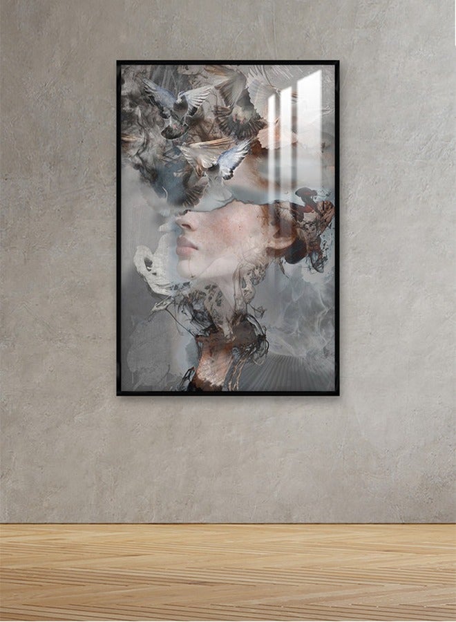 ماركتنا لوحة جدارية120×80سم مع برواز أسود وطبقة اكريلك شفاف بتصميم تجريدي - Image 1