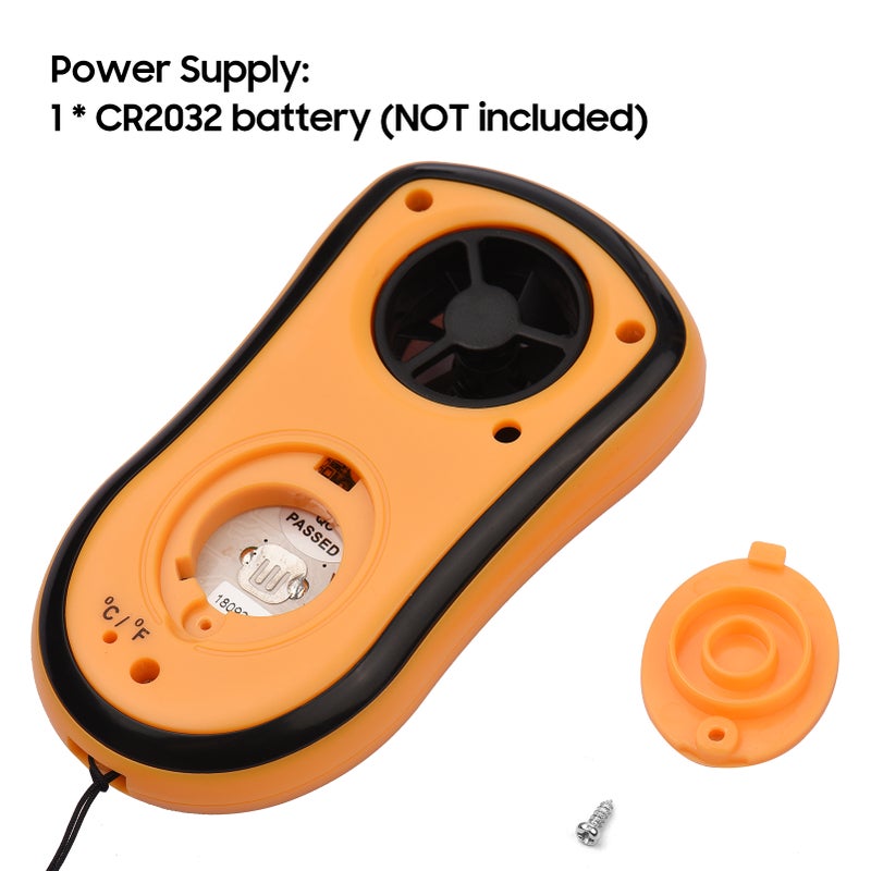 GM8908 مقياس سرعة الرياح الرقمي المحمول مقياس سرعة الهواء ومقياس درجة الحرارة بشاشة LCD مضاءة خلفياً وقياس برودة الهواء للتصوير والتمشيط والبحارة - Image 3