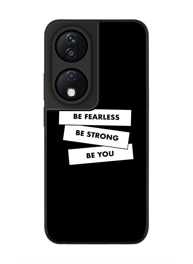 Stylizedd - Rugged Black Edge Case for Honor X7b, Slim fit Soft Case Flexible Rubber Edges Anti Drop TPU Gel Thin Cover -  Fearless, Strong, You - Image 1