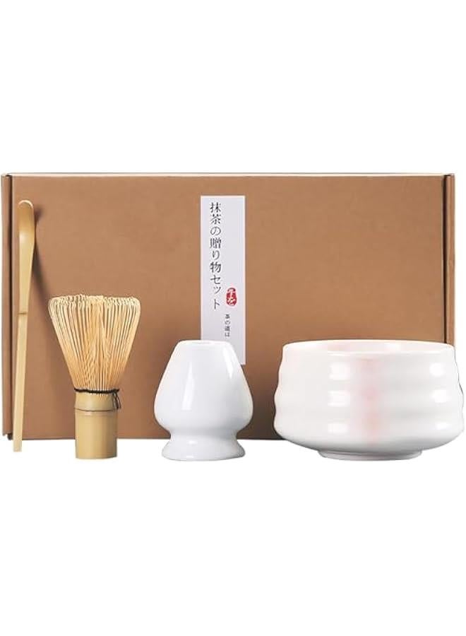 HOOKOR Matcha Whisk Set, 4pcs Japanese Tea Set,Matcha Whisk,Traditional Scoop, Matcha Bowl, Ceramic Whisk Holder,Traditional Matcha Tool Set for Matcha Tea Ceremony (Pink) - Image 1