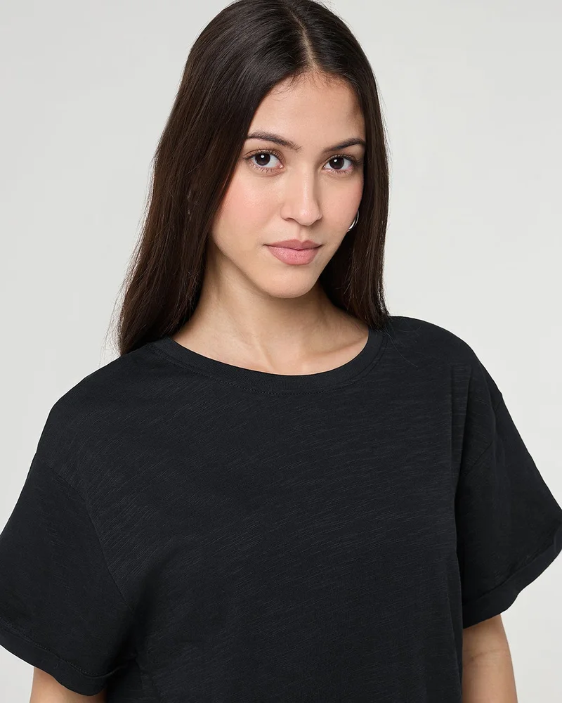 بيواكوف تيشيرت بوي فريند نسائي أسود