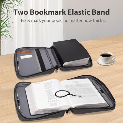 CITYCHASE Bible Covers for Men & Women, Bible Case Carrying Church Bag with Book Stand, Bible Bag with Handle, Zipper and Multi-Pockets for Scripture Study Bible Protector (Deep Gray) - Image 3
