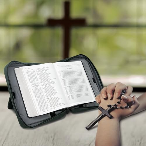 CITYCHASE Bible Covers for Men & Women, Bible Case Carrying Church Bag with Book Stand, Bible Bag with Handle, Zipper and Multi-Pockets for Scripture Study Bible Protector (Deep Gray) - Image 2