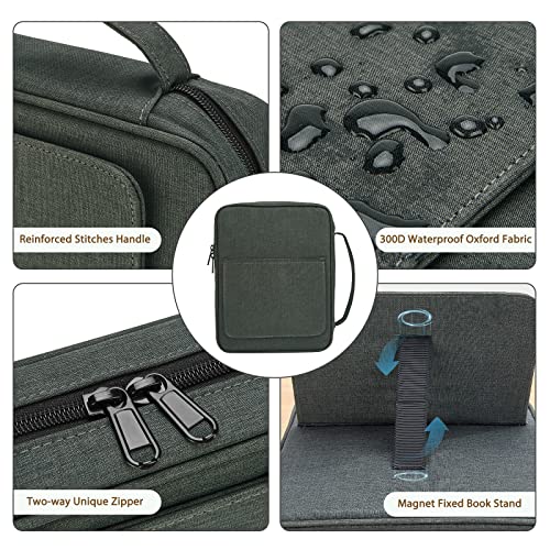 CITYCHASE Bible Covers for Men & Women, Bible Case Carrying Church Bag with Book Stand, Bible Bag with Handle, Zipper and Multi-Pockets for Scripture Study Bible Protector (Deep Gray) - Image 5