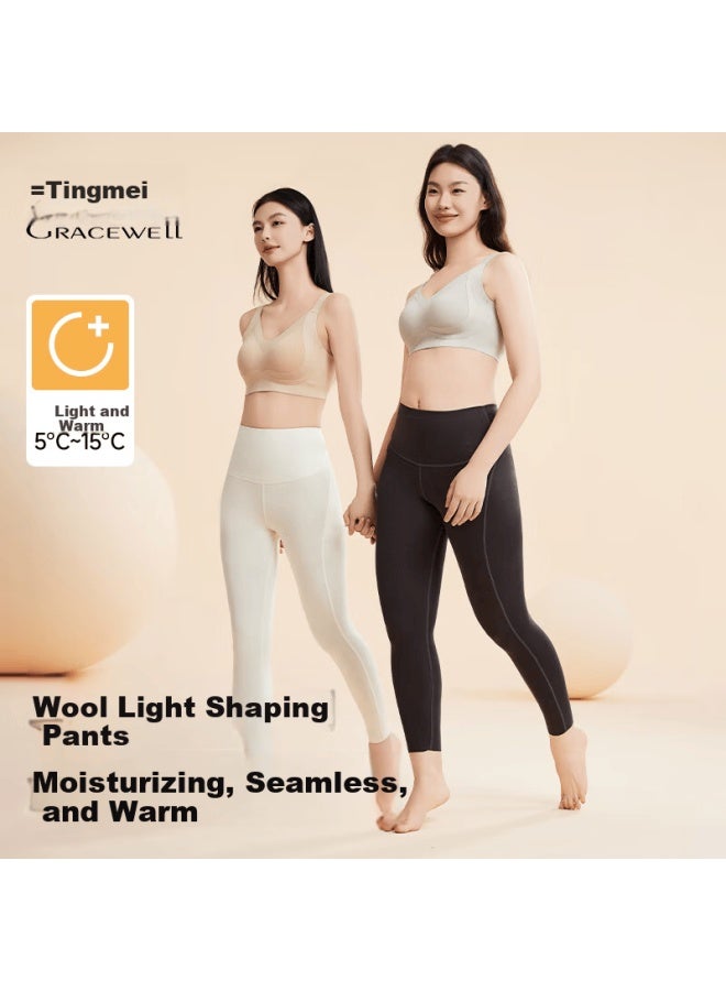 Gracewell Women's Wool Thermal Pants Autumn Winter Thin High Waist Seamless Heat Retaining Leggings Black XL - Image 1