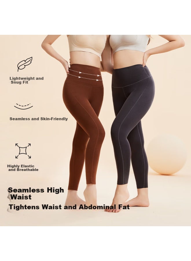Gracewell Women's Wool Thermal Pants Autumn Winter Thin High Waist Seamless Heat Retaining Leggings Black XL - Image 5