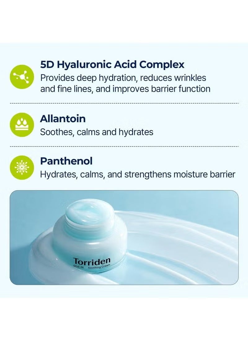 Torriden DIVE IN Hyaluronic Acid Soothing Cream 100ml (3.38 fl. oz) | Revitalizing Facial Moisturizer for Sensitive and Dry Skin | Hyaluronic Acid, Panthenol, Allantoin - Image 5