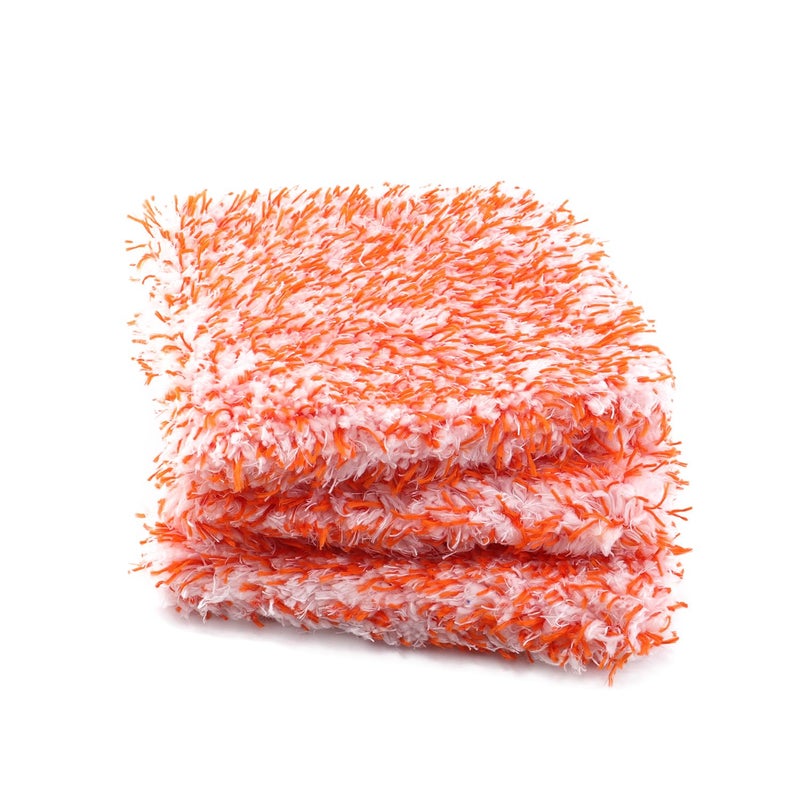 SPTA Microfiber Wash Pad, SPTA 3Pcs Ultra Wheel Pad Perfect for Wheels, Grills, and Tight Areas; Proprietary Microfiber Blend; Easily Releases Contaminates Upon Rinsing, 8.5in x 9.8in, Black/Orange-MT023B3 - Image 1