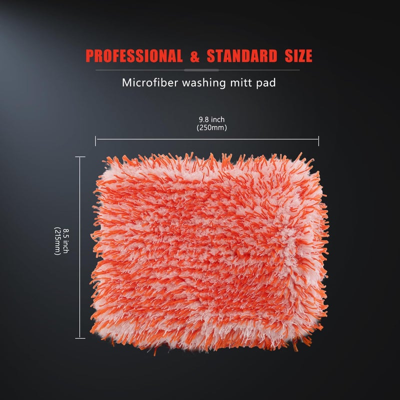 SPTA Microfiber Wash Pad, SPTA 3Pcs Ultra Wheel Pad Perfect for Wheels, Grills, and Tight Areas; Proprietary Microfiber Blend; Easily Releases Contaminates Upon Rinsing, 8.5in x 9.8in, Black/Orange-MT023B3 - Image 5