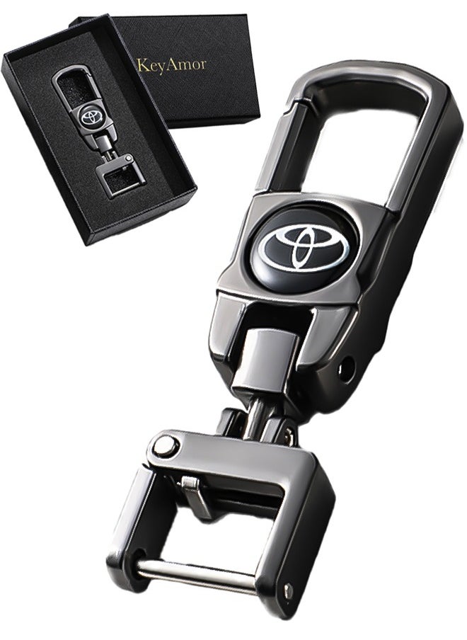 KeyAmor - Luxury Metal Toyota Keychain for Adults – Stylish Car Key Holder with Secure Locking Mechanism, Sleek Design and Durable Build, Includes Premium Gift Box for an Elegant and Practical Gift. - Image 1