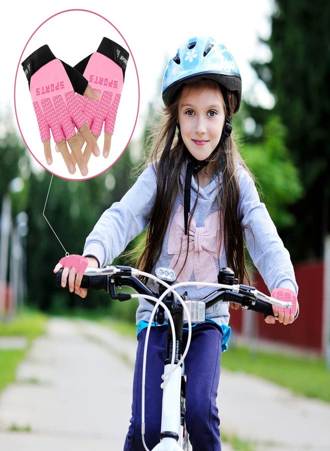 Bumobot Kids Fingerless Sports Gloves, Kids Cycling Gloves, Non-Slip Kids Boys Girls Half Finger Gloves for Cycling Biking Fishing Climbing Riding Outdoor Sports, Pink, Medium - Image 5