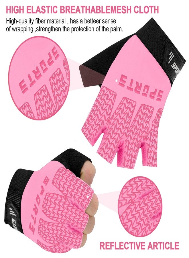 Bumobot Kids Fingerless Sports Gloves, Kids Cycling Gloves, Non-Slip Kids Boys Girls Half Finger Gloves for Cycling Biking Fishing Climbing Riding Outdoor Sports, Pink, Medium - Image 3
