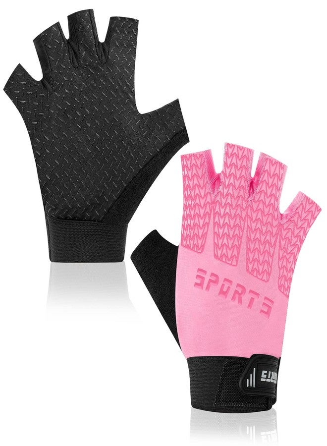 Bumobot Kids Fingerless Sports Gloves, Kids Cycling Gloves, Non-Slip Kids Boys Girls Half Finger Gloves for Cycling Biking Fishing Climbing Riding Outdoor Sports, Pink, Medium - Image 1