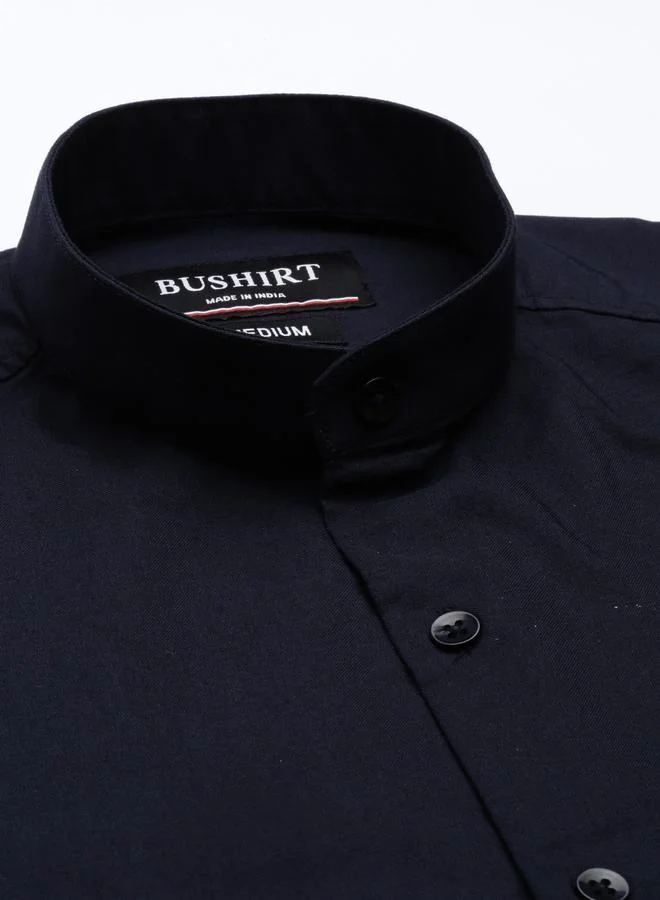 Bushirt Bushirt Solid Mandarin Collar Regular Fit Shirt