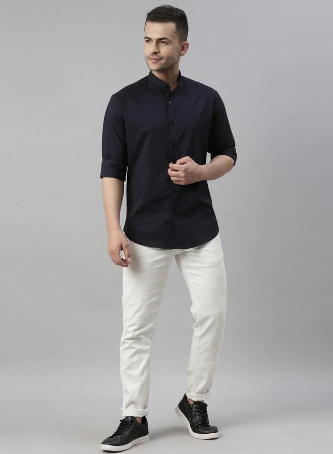 Bushirt Bushirt Solid Mandarin Collar Regular Fit Shirt