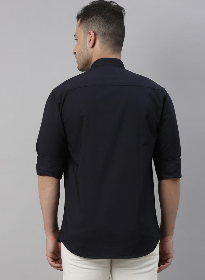 بوشيرت قميص بوشيرت بياقة ماندرين سادة بقصة عادية - Image 4