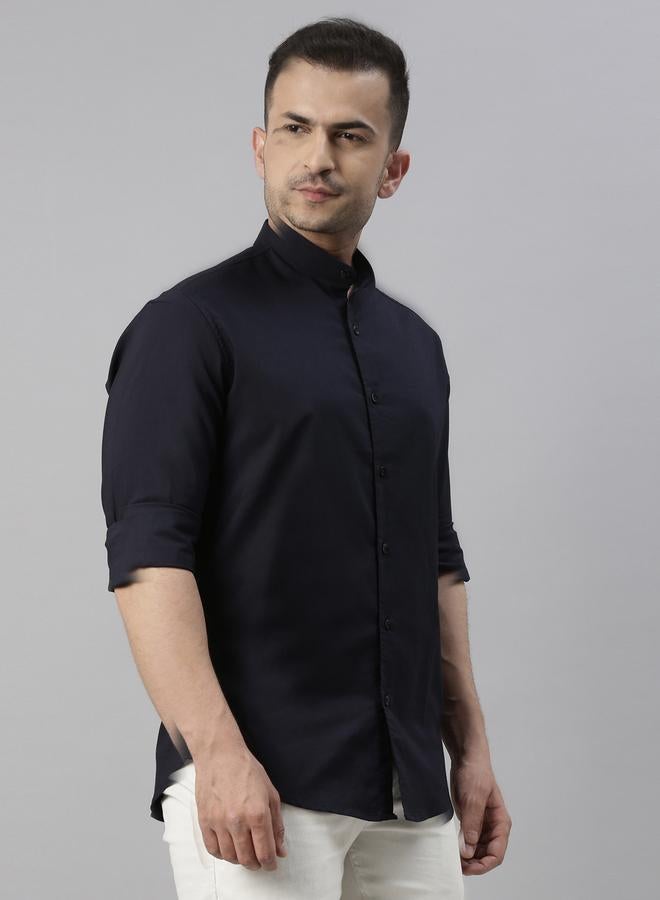 بوشيرت قميص بوشيرت بياقة ماندرين سادة بقصة عادية - Image 3