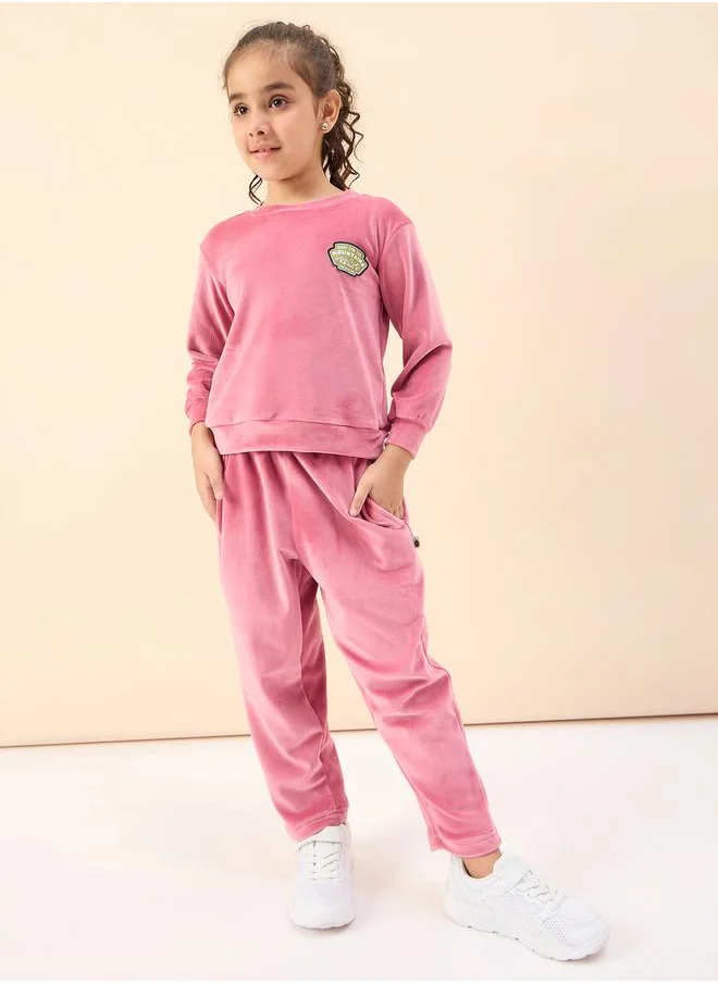 Stylo Bug Solid Patch Detail Sweatshirt with Joggers by Styli