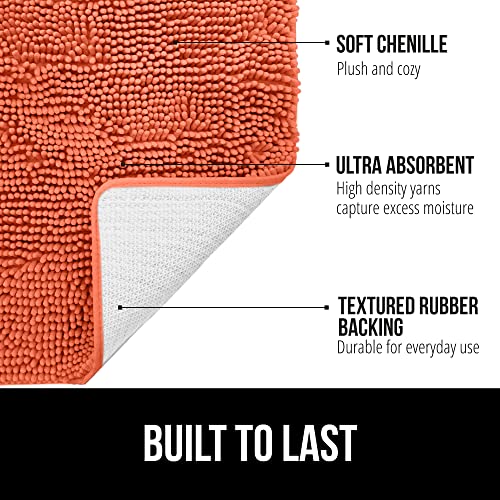 GORILLA GRIP Bath Rug Mat, Thick Soft Absorbent Chenille, Quick Dry Microfiber Mats, Rubber Backing Washable Shower Floor Rugs, Bathmat Runner, US Designed Bathroom Home Decor Accessories 24x17, Coral - Image 2