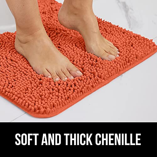 GORILLA GRIP Bath Rug Mat, Thick Soft Absorbent Chenille, Quick Dry Microfiber Mats, Rubber Backing Washable Shower Floor Rugs, Bathmat Runner, US Designed Bathroom Home Decor Accessories 24x17, Coral - Image 3
