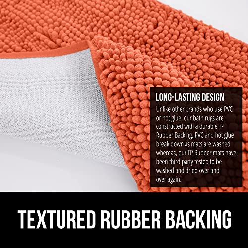 GORILLA GRIP Bath Rug Mat, Thick Soft Absorbent Chenille, Quick Dry Microfiber Mats, Rubber Backing Washable Shower Floor Rugs, Bathmat Runner, US Designed Bathroom Home Decor Accessories 24x17, Coral - Image 5
