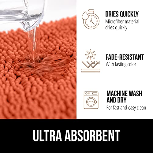 GORILLA GRIP Bath Rug Mat, Thick Soft Absorbent Chenille, Quick Dry Microfiber Mats, Rubber Backing Washable Shower Floor Rugs, Bathmat Runner, US Designed Bathroom Home Decor Accessories 24x17, Coral - Image 4