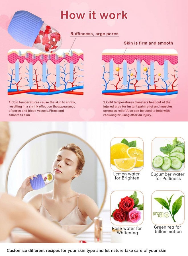 Mopslik Ice Roller Natural Glow Facial Treatment for Face, Eyes and Neck | Reusable Anti Wrinkles Facial Silicone Roller (Pack Of 2) (Multicolour) - Image 3