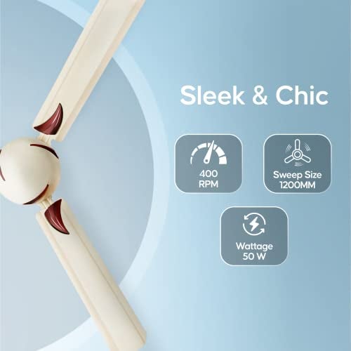 LONGWAY Creta P1 1200 mm/48 inch Ultra High Speed 3 Blade Anti-Dust Decorative Star Rated Ceiling Fan (Ivory, Pack of 1) - Image 4
