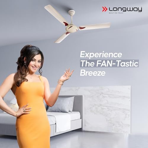 LONGWAY Creta P1 1200 mm/48 inch Ultra High Speed 3 Blade Anti-Dust Decorative Star Rated Ceiling Fan (Ivory, Pack of 1) - Image 2