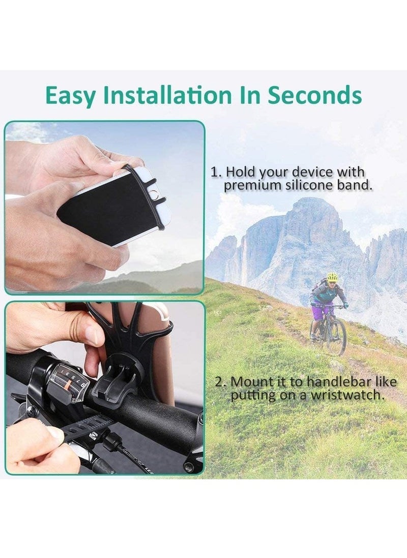 ECVV Bike Phone Holder, 360°Rotation Silicone Bike Phone Mount Universal Motorcycle Handlebar Mount Compatible with iPhone 12 Pro/12/12 Mini/11/XS/XR/8/8 Plus, for Galaxy S20/S10e/S9 Phones  - Image 3