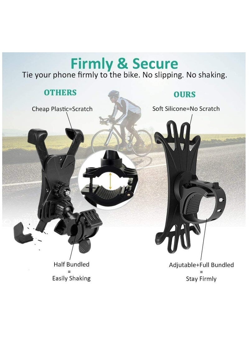 ECVV Bike Phone Holder, 360°Rotation Silicone Bike Phone Mount Universal Motorcycle Handlebar Mount Compatible with iPhone 12 Pro/12/12 Mini/11/XS/XR/8/8 Plus, for Galaxy S20/S10e/S9 Phones  - Image 2