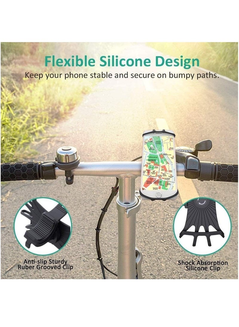 ECVV Bike Phone Holder, 360°Rotation Silicone Bike Phone Mount Universal Motorcycle Handlebar Mount Compatible with iPhone 12 Pro/12/12 Mini/11/XS/XR/8/8 Plus, for Galaxy S20/S10e/S9 Phones  - Image 5
