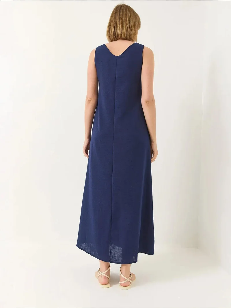 Bianco Lucci Navy Blue LUCCI V-Neck Maxi Dress for Women | Best Price UAE