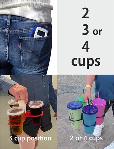 CarryAround Fold Away Cup Carrier/Caddy [Made in UK] (Blue) Take-Out Coffee Soft Drink Pint Beer Beverage Holder, Sturdy Reusable Pocket Size, Festival Sports Gigs - Easy & Safe 2,3,4 Cups - Image 4