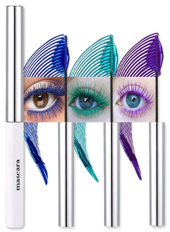AMY'S DIARY Blue purple green mascara for eyelashes Waterproof 3 pcs set,Royal Eyelash Mascara Long lasting Charming Voluminous Cruelty Free Vegan Eye Makeup Eyelashes for Women (Blue+green+purple) - Image 1