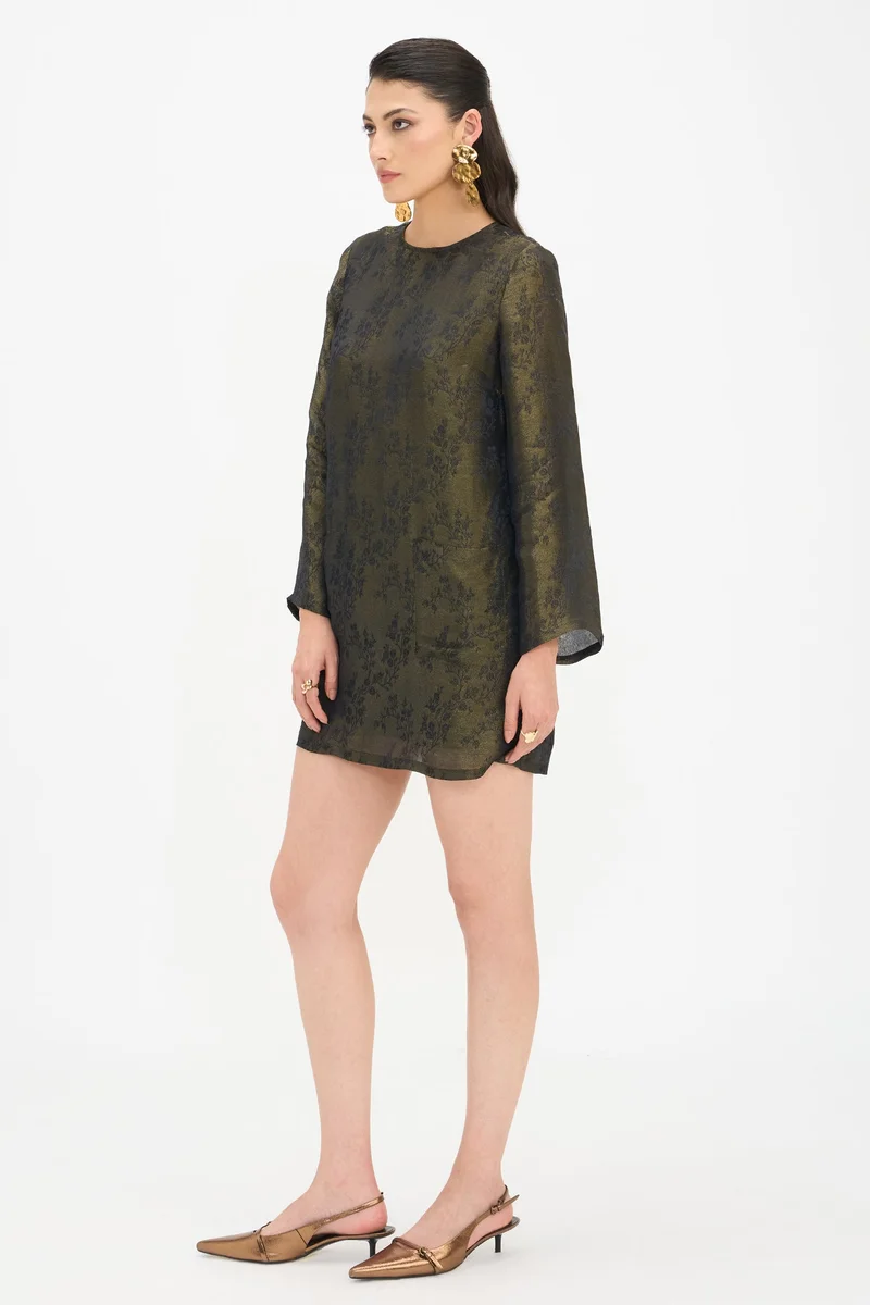 Virgio  Self Design Viscose A-Line Mini Dress for Women for Women | Best Price UAE