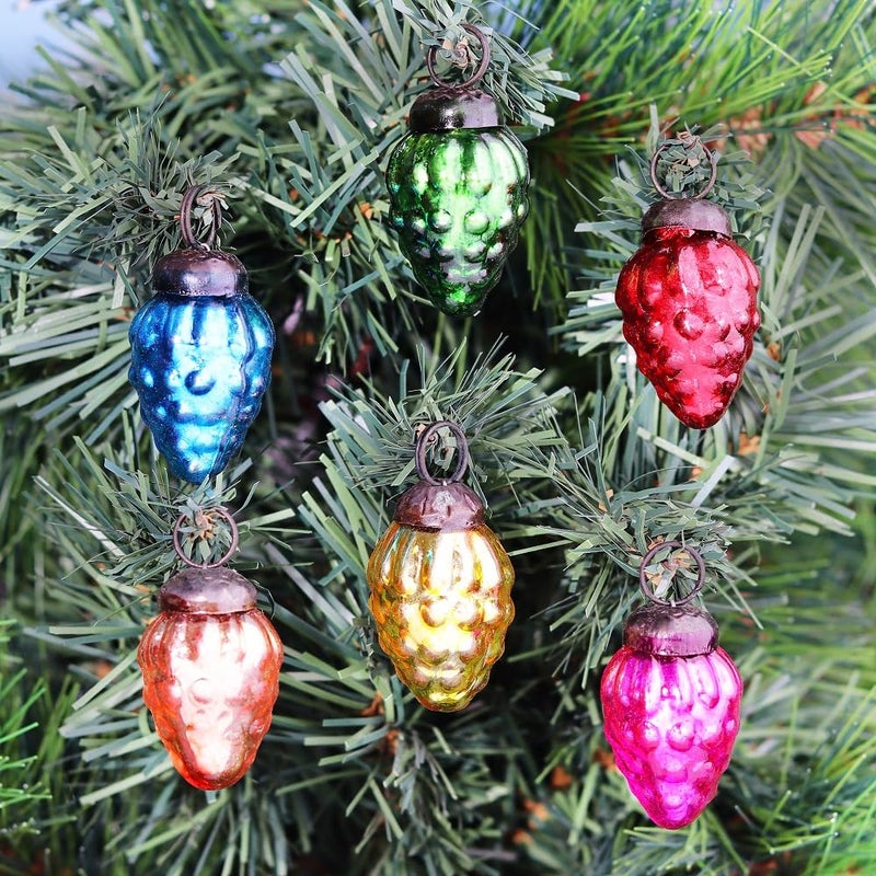 Indian-Shelf IndianShelf 50 Pieces Bulk Glass Colourful Pinecone Christmas Tree Ornaments Farmhouse Pine Cones for Christmas Tree Decorations Sets - Image 1