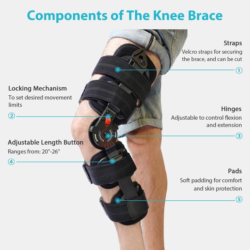 KD ROM Knee Brace: Hinged Post-Op Knee Brace for Arthritis, ACL, MCL, and PCL Injury â€“ Optimal Support for Rehabilitation - Image 3