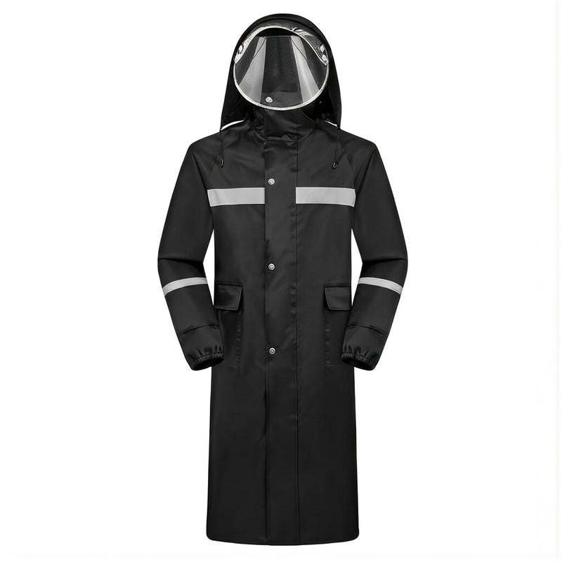 Yellow Long Rain Coat Reflective Strip For Commute Delivery Camping Outdoor Work - Image 1