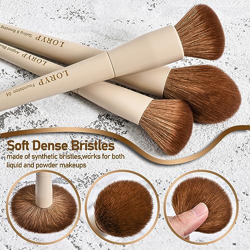 LORYP 18 Piece Makeup Brushes Set Labeled Face and Eye Brush Set Complete with Foundation, Concealer, Contour, Blending, Blush, Eyeshadow Brushes with Travel Holder Case - Image 2