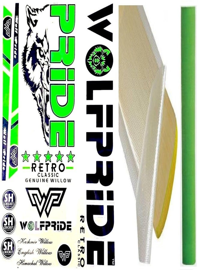 WOLF PRIDE G/GREEN RETRO CRICKET BAT STICKER COMBO KIT (STICKER, ANTI SCUFF SHEET) Bat Sticker (Multicolor) - Image 2