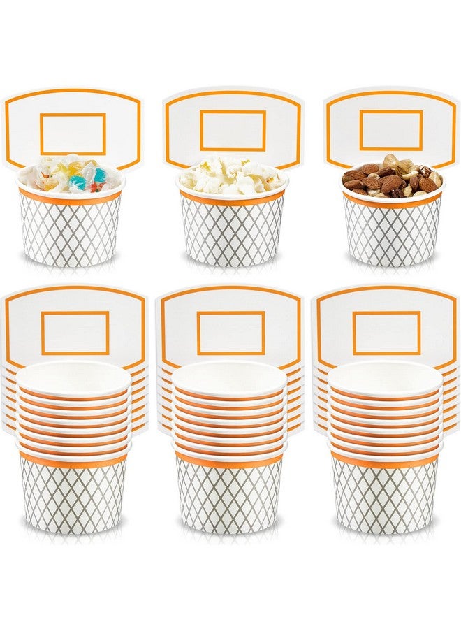 Suclain Basketball Hoop Snack Cups Basketball Party Decorations Paper Party Supplies Kids Paper Snack Cups Disposable Treat Food Bowls for Ball Themed Birthday Favors(24 Pieces) - Image 1